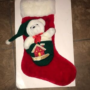 NWOT Furry Christmas Stocking with 3D Bear